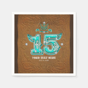 Westernt Rustic Brown Leather-utseende och diamant Pappersservett