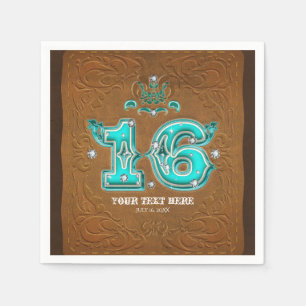 Westernt Rustic Brown Leather-utseende och diamant Pappersservett