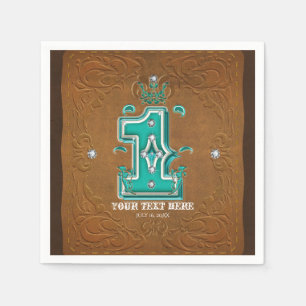 Westernt Rustic Brown Leather-utseende och diamant Pappersservett