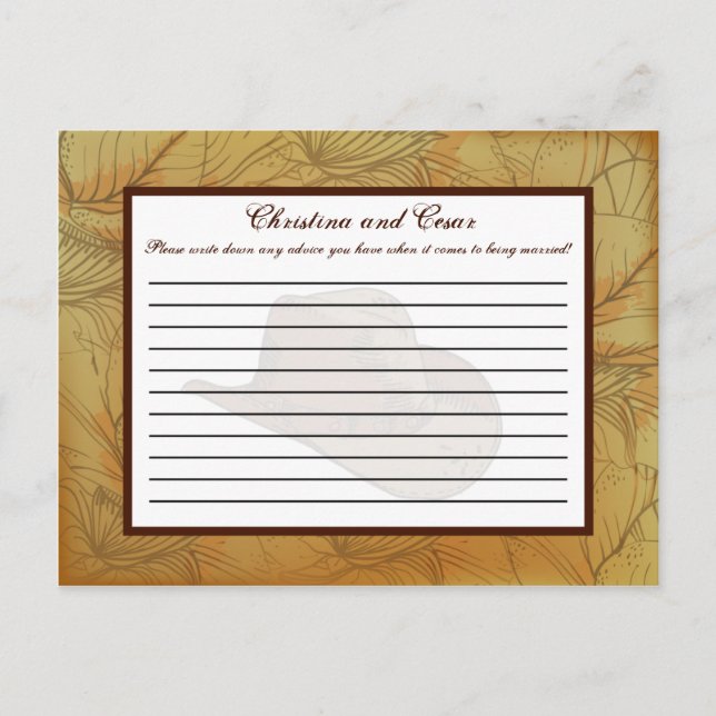 Westernt skrivskyddskort Cowgirl Hat/Boots Bro Rådkort (Framsida)