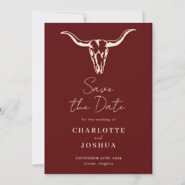 Westernt Spara datum | Rustic Boho Cow Skull Datumet