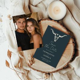 Westernt Spara datum | Rustic Boho Cow Skull Datumet