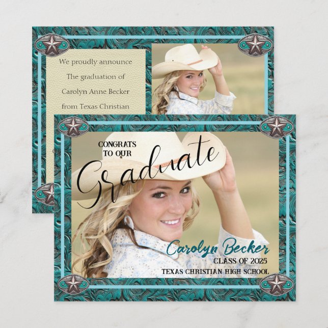 Westernt Stil Cowgirl Photo Grad-meddelande Meddelande (Fram/baksida)