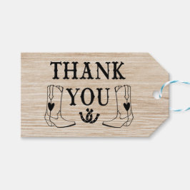 Westernt Tack Cowboy Boot-Landsbyggsbröllop Presentetikett