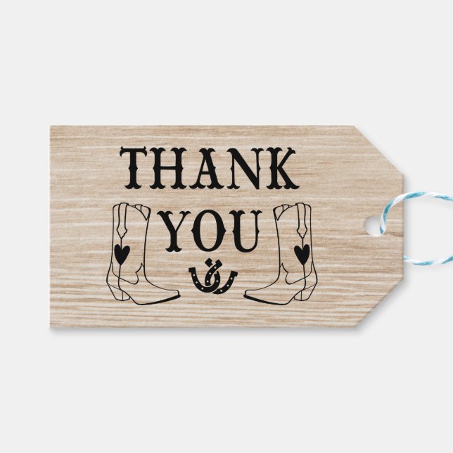 Westernt Tack Cowboy Boot-Landsbyggsbröllop Presentetikett (Framsidan (Horisontell))