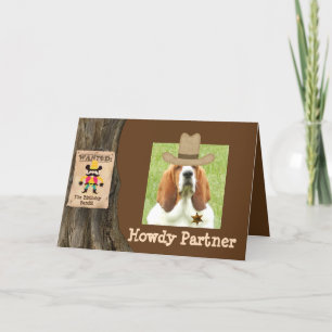 Westernt tema Birthday-kort med basset sheriff Kort