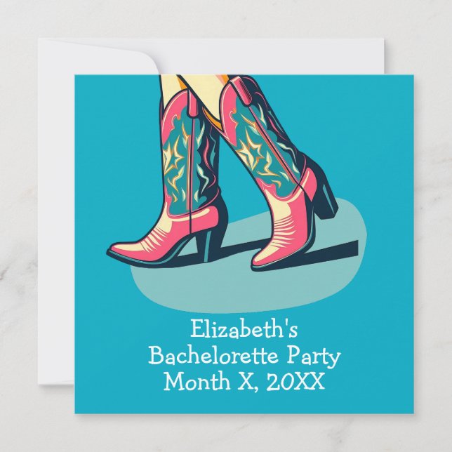 Westernt tema Cowgirl Boots Bachelorette Party Inbjudningar (Framsida)