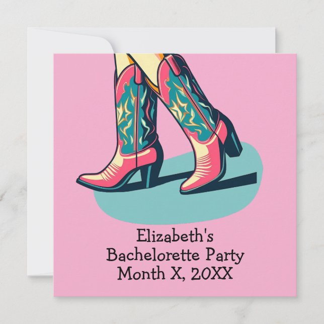 Westernt tema Cowgirl Boots Bachelorette Party Inbjudningar (Framsida)