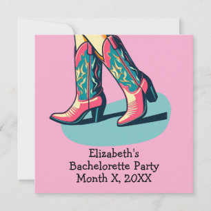 Westernt tema Cowgirl Boots Bachelorette Party Inbjudningar