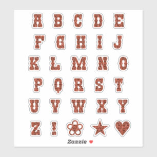 Westernt tema Font Red Paisley Alphabet Brev Klistermärken