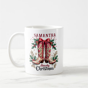 Westernt tema Howdy jul Cowgirl Boots Kaffemugg