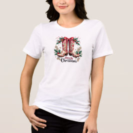 Westernt tema Howdy jul Cowgirl Boots T Shirt