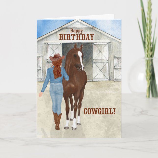 Westernt tema i Cowgirl Birthday Land Kort (Framsida)