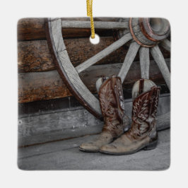 Westernt tema julgransprydnad keramik