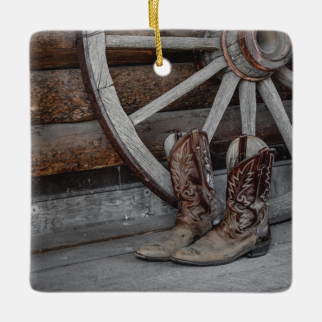 Westernt tema julgransprydnad keramik (Framsida)