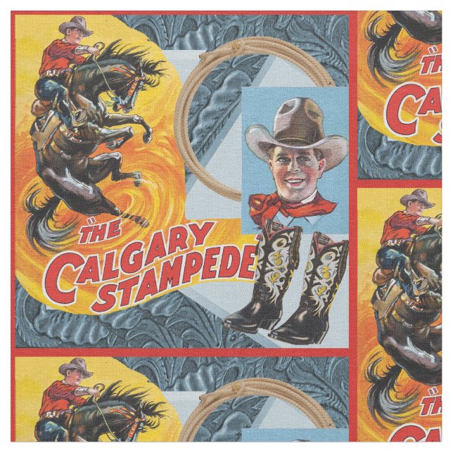 Westernt tryck för RodeoCowboyCollage med den röda Tyg (Närbild)