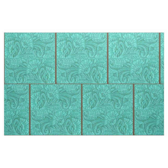 Westernt tyg 9" för turkosFauxläder för kor (Fat Quarter)