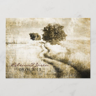 Westernt utomhus- bröllop för lantlig landväg inbjudningar