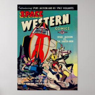 "Westernt utrymme" från guldåldertecknadkonst Poster