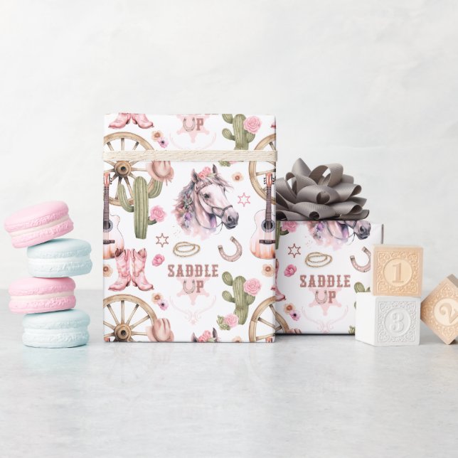Westernt Wrap från Cowgirl Boots & Horse Gift Presentpapper (Baby Shower)