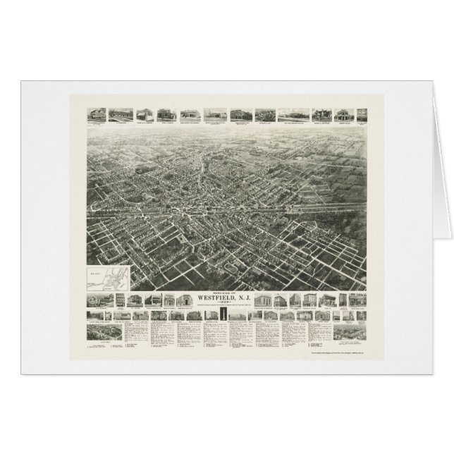 Westfield panorama- karta för NJ - 1929 Hälsningskort (Framsidan Horizontal)