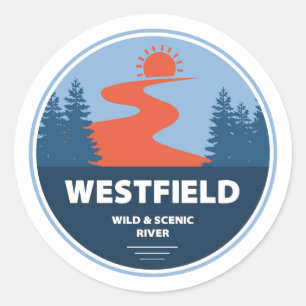 Westfield Vild och Scenia River Massachusetts Runt Klistermärke