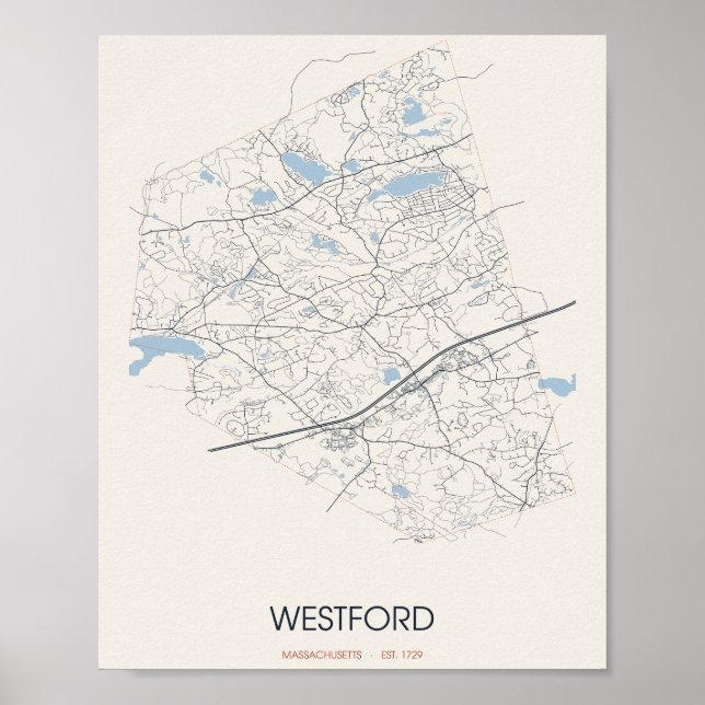 Westford Massachusetts Gatukarta Poster (Framsidan)