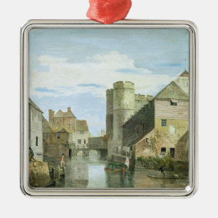 Westgaten, Canterbury (bodycolour på papper) Julgransprydnad Metall