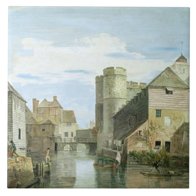 Westgaten, Canterbury (bodycolour på papper) Kakelplatta (Framsidan)
