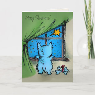 Westie and Starry Night - God jul Helgkort