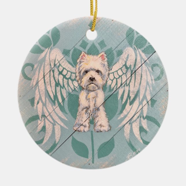 Westie Angel jul Ornament (Framsidan)