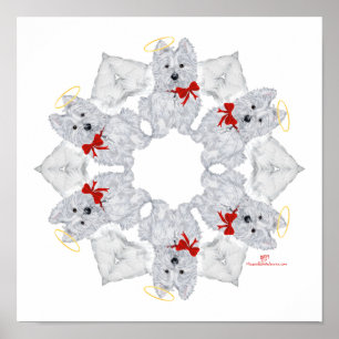 Westie Ängel Snöflinga Poster