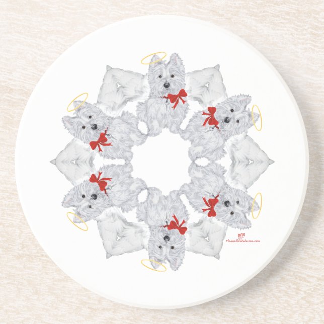 Westie Angel Snowflake Underlägg (Framsidan)