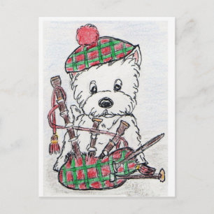 Westie Bagpipes Vykort
