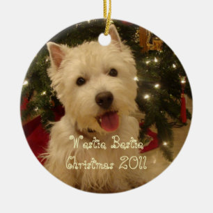Westie Bestie jul vid Rwatkins Julgransprydnad Keramik