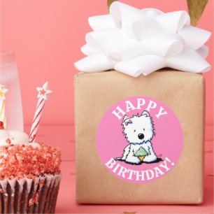 Westie BIRTHDAY KiniArt Stickers Runt Klistermärke