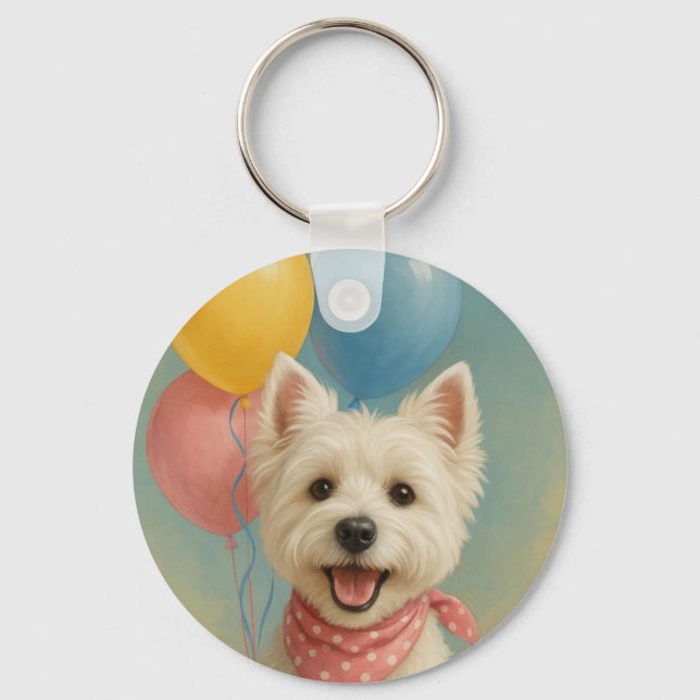 Westie Birthday Nyckelring (Framsida)