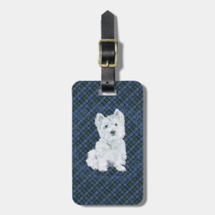Westie Black Watch Tartan Bagagebricka
