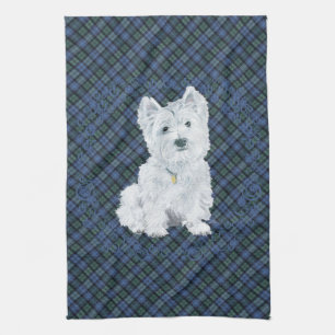 Westie Black Watch Tartan Kökshandduk