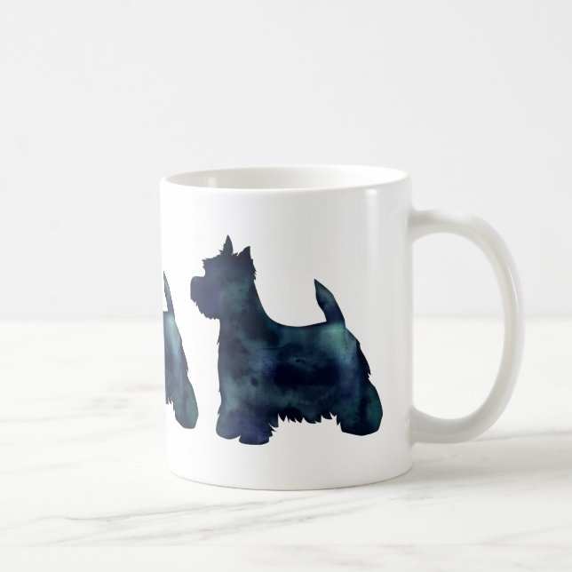 Westie Black Waterolor Silhouette Hund Kaffemugg (Höger)