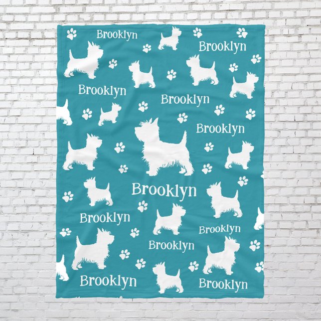 Westie Blanket Personlig Väster Highland Terrier Fleecefilt (Westie Dog Blanket for west highland terrier moms and westie dads)