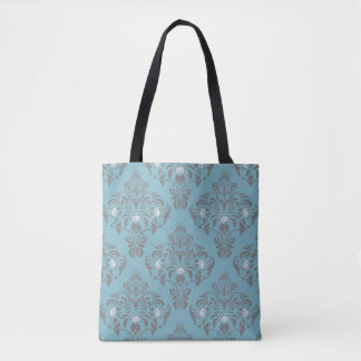 Westie Blommigt Damask Blue/Grått Tygkasse