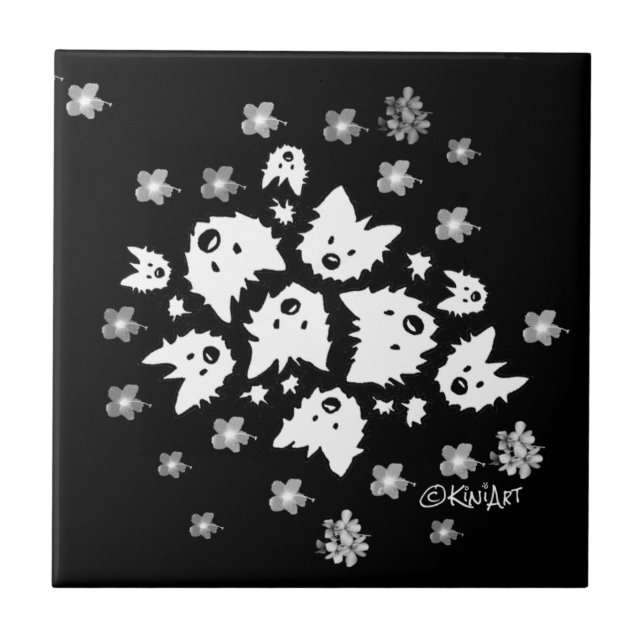 Westie Bouquet Tile Kakelplatta (Framsidan)