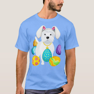 Westie Bunny Rabbit Hat som spelar Påskägg Lycklig T Shirt