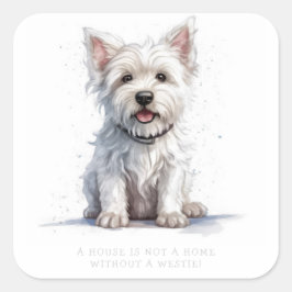 Westie Cheeky Cute Personlig Label-etikett Fyrkantigt Klistermärke