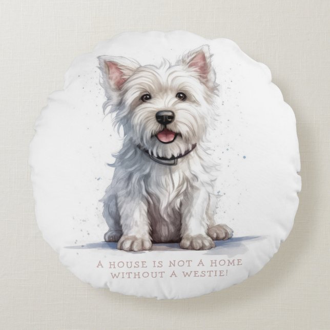 Westie Cheeky Cute Personlig Rund Kudde (Framsidan)