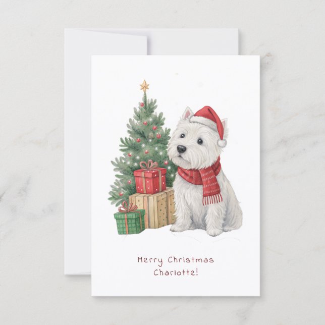Westie Cheeky Dog Cute Christmas Card Personalise (Framsida)