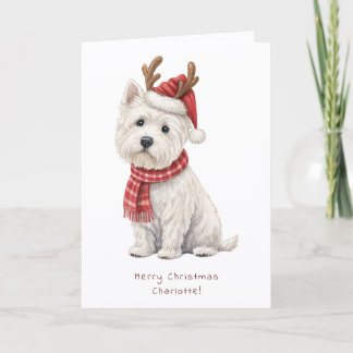 Westie Cheeky Dog Cute Christmas Card Personalise Helgkort