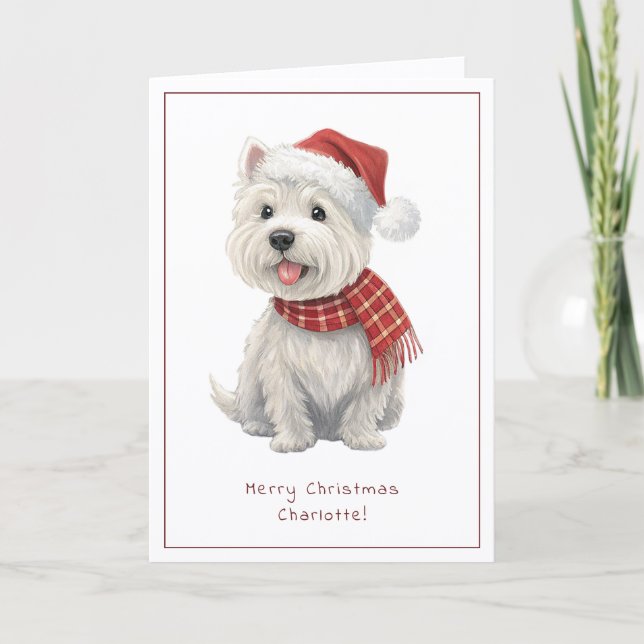 Westie Cheeky Dog Cute Christmas Card Personalise Helgkort (Framsida)