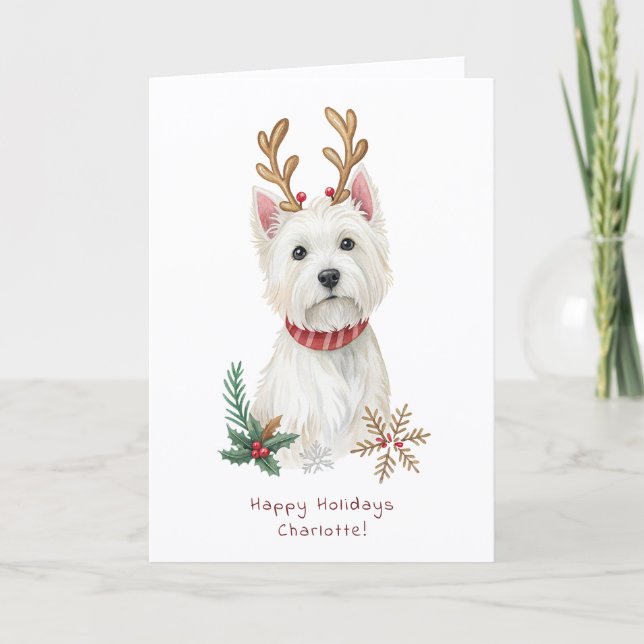 Westie Cheeky Dog Cute Christmas Greeting Card Kort (Framsida)